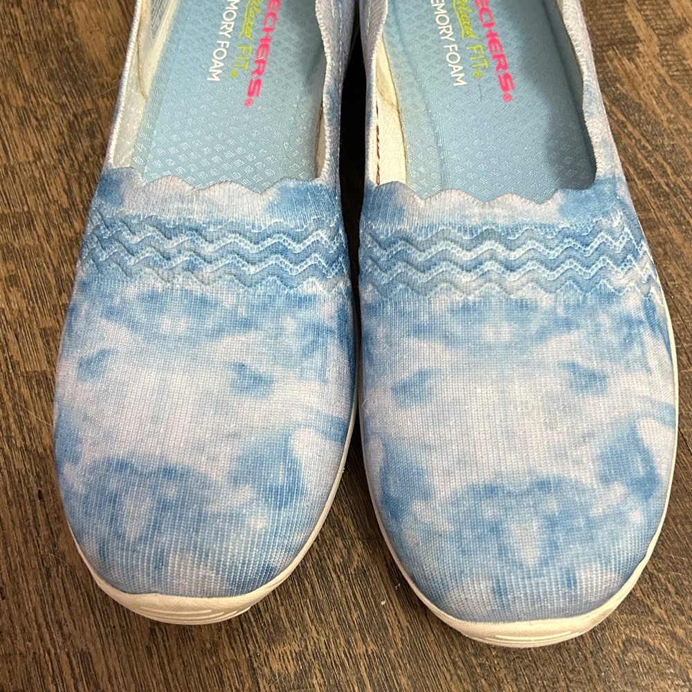 Skechers Knit Scalloped Slip-On Shoes Reggae Fest Umpire Blue‎ Size 8.5 Cloud - Picture 8 of 8